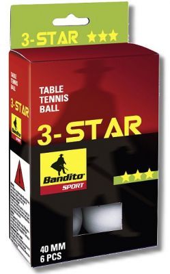 Tischtennis-Bälle Bandito 3 star 6 Stück weiß 