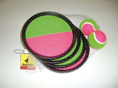 Klettball (Catchball)-Spiel mit 4 Fangscheiben und 2 Klettbällen ( ca. 63 mm Durchm.) 