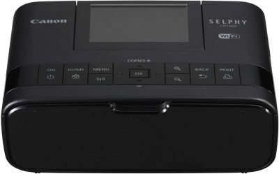 Canon Selphy CP1300 Fotodrucker 10x15 cm (mobiler Drucker, WLAN, USB, 300x300 dpi, optionaler Akku, Farbdisplay, Speicherkartenslot, Apple AirPrint, Passfotodruck, Postkartendruck), schwarz