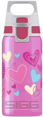 SIGG VIVA ONE Hearts Kinder Trinkflasche (0.5 L), schadstofffreie Kinderflasche mit auslaufsicherem Deckel, einhändig bedienbare Wasserflasche