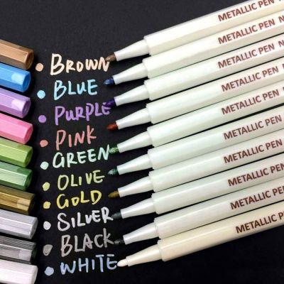 Metallic Marker Pens, 10 Farben Metallic Stifte, 1mm Feine Maker Stift für Fotoalbum Schwarze Seiten, Gästebuch Hochzeit, Bullet Journal, Fotobuch, Explosionsbox, Glas, Holz, Stein, Ostereier Basteln