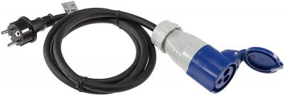 CEE Adapter Kabel 1,5M Kupplung auf Schutzkontakt Stecker IP44 spritzwassergeschützt 230V / 16A 3-polig für Camping, Boot, Camper, Wohnwagen 