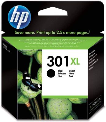 HP 301XL Schwarz Original Druckerpatrone mit hoher Reichweite für HP Deskjet 1000, 1010, 3000, 1050, 1050A, 1510, 2050, 2050A, 2510, 2540, 3050, 3050A, 3055A, HP Officejet 2620, 4630