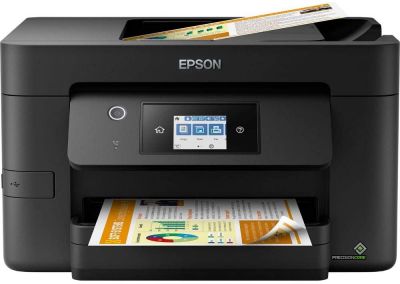 Epson WorkForce Pro WF-3820DWF 4-in-1 Tintenstrahl-Multifunktionsgerät (Drucker, Scanner, Kopierer, Fax, ADF, WiFi, Ethernet, NFC, Duplex, Einzelpatronen, DIN A4) schwarz