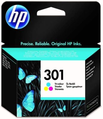 HP 301 Cyan/Magenta/Gelb Original Druckerpatrone für HP Deskjet 1000, 1010, 3000, 1050, 1050A, 1510, 2050, 2050A, 2510, 2540, 3050, 3050A, 3055A, HP Officejet 2620, 4630, HP ENVY 4500, 4504, 5530 