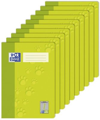 Oxford Schule Schulheft A4, liniert, Lineatur 1, 32 Blatt, hellgrün, 10er Pack