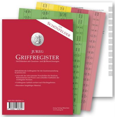 Griffregister für HABERSACK / SCHÖNFELDER | 2022 | selbstklebende Register Etiketten mit Gesetzes- und §§-Bezeichnungen 