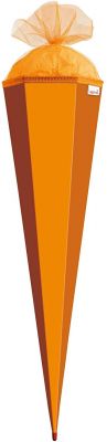 ROTH Bastelschultüte 85cm orange sechseckig - Schultüte mit Stabiler Rot(h)-Spitze mit Tüll-Verschluss