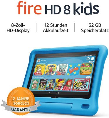 Fire HD 8 Kids-Tablet | Ab dem Vorschulalter | 8-Zoll-HD-Display, 32 GB, blaue kindgerechte Hülle