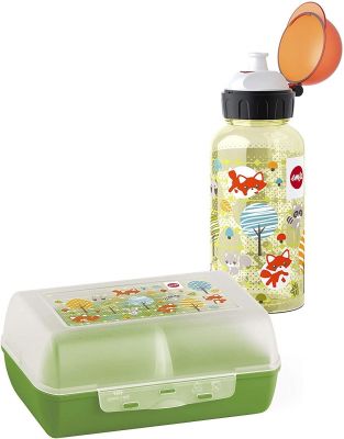 Emsa 518139 Kinder Set Trinkflasche + Brotdose; Motiv: Fuchs; BPA frei; Material: Trinkflasche aus Tritan (bruchfest und unbedenklich), Brotdose aus Kunststoff