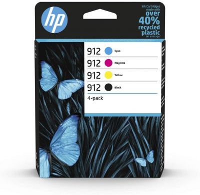 HP 912 Multipack (Blau/Rot/Gelb/Schwarz) Original Druckerpatronen für HP OfficeJet Pro 8010, 8012, 8014, 8015, HP OfficeJet Pro 8020, 8022, 8023, 8024, 8025