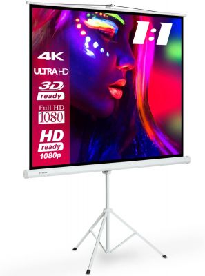 ESMART Economy EXS Stativ-Leinwand [Größenauswahl] 120 x 120 cm (67") | Format 1:1 | Heimkino Beamer Projektionsleinwand Stativ Leinwand LCD LED 