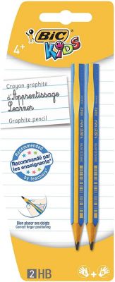 BIC Kids Bleistifte, zum Schreiben Lernen für Links- und Rechtshänder, 2er Pack, ab 4 Jahre, PINK oder BLAU – keine Farbwahl möglich 