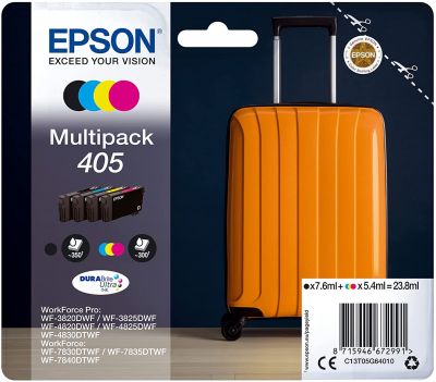 Epson Orginal 405 Tinte Koffer, WF-3820DWF WF-3825DWF WF-4820DWF WF-4825DWF WF-4830DTWF WF-7830DTWF WF-7835DTWF WF-7840DTWF, Multipack 4-farbig 