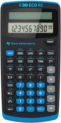 Texas Instruments TI 30 ECO RS Taschenrechner (10-stellige Display, solarbetrieben, Blauer Engel) hellblau-schwarz 
