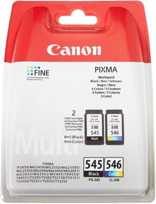 Canon Tintenpatronen PG-545 + CLI-546 BK/C/M/Y Multipack schwarz + Farbe 8ml + 9 ml ORIGINAL für PIXMA Drucker