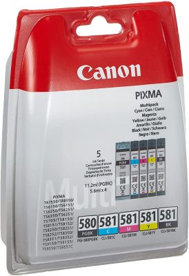 Canon PGI-580 BK / CLI-581 BK/C/M/Y Druckertinte - Pigment- und Farbstofftinte Multipack für PIXMA Tintenstrahldrucker ORIGINAL