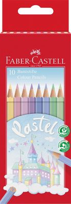 Faber-Castell 111211 - Buntstift Pastell Farben, 10er Kartonetui