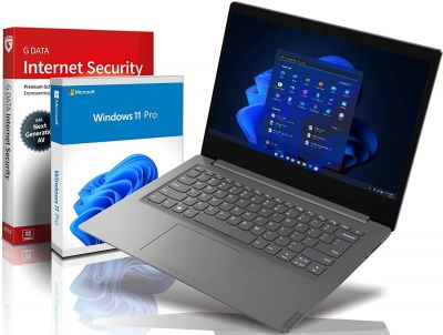 Lenovo (14,0 Zoll Full-HD) Ultrabook (1.5kg), großer 8h Akku, AMD 3020e (Ryzen Core) 2x2.6 GHz, 8 GB DDR4, 512GB SSD, Radeon RX, HDMI, Webcam, BT, USB 3.0, WLAN, Windows11 Laptop #6725 