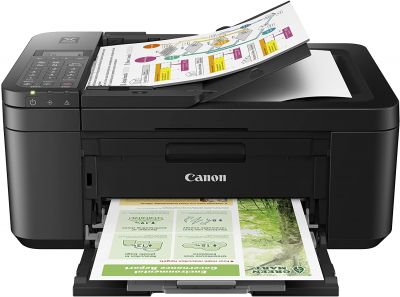 Canon Farbtintenstrahldrucker PIXMA TR4650 Multifunktionsgerät DIN A4 (Scanner, Kopierer, Drucker, Fax, 4800 x 1200 DPI, LCD, WLAN, USB, Apple AirPrint, PIXMA Cloud Link, ADF Duplexdruck) schwarz