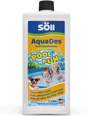  Söll 31430 AquaDes Pool-Desinfektion flüssig 1 l - wirksame Poolreinigung Wasserpflege gegen Bakterien und Keime zur Desinfektion von Pool Planschbecken Schwimmbad Kinderbecken Kinderpool 