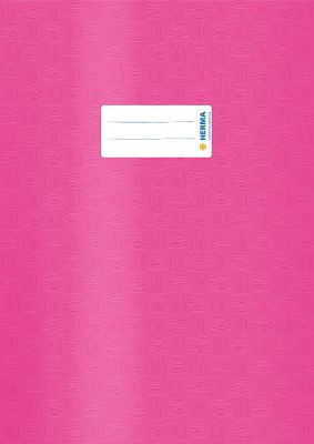 HERMA 7452 Heftumschlag DIN A4 Bast, Hefthüllen mit Beschriftungsetikett und Baststruktur, aus strapazierfähiger und abwischbarer Polypropylen-Folie, Heftschoner für Schulhefte, pink