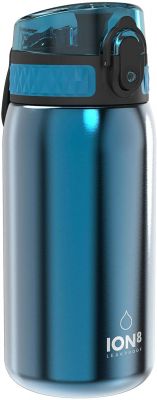 ion8 Auslaufsichere Kinder Trinkflasche, Edelstahl, 400ml (13oz)