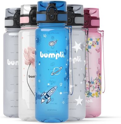 bumpli® - Kinder Trinkflasche mit verschiedenen Motiven - auslaufsicher & Kohlensäure geeignet - BPA-freie Kindertrinkflasche mit Fruchteinsatz - Perfekt für Schule, Kindergarten, Sport - 500ml