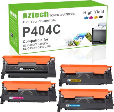 Aztech Kompatibel Tonerkartusche als Ersatz für Samsung CLT-P404C CLT-K404S Xpress SL C480W C480FW C430W C480 C430 C480FN CLT-Y404S CLT-C404S CLT-M404S C43X Drucker Toner C48X Series (4er-Pack) 