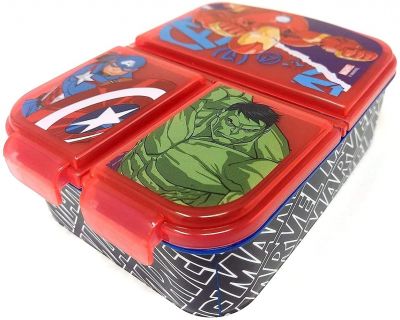 Kinder Brotdose Lunchbox Sandwichbox - Brotdose Kinder Lunchbox mit Fächern - Brotbox mit Unterteilung - Brotdose Kindergarten - Kinder Brotdose aus Kunststoff BPA frei (Avengers Heroes)
