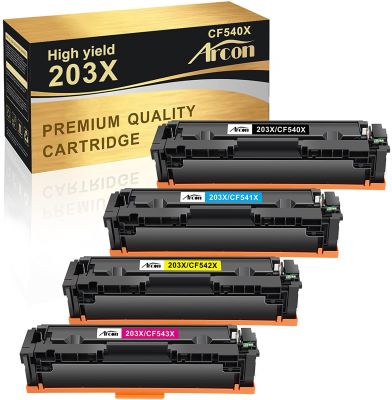 Arcon Kompatibel Tonerkartusche als Ersatz für HP 203X 203A CF540X CF540A Color Laserjet Pro MFP M281fdw M254nw M281fdn M281cdw M254dw M254dn M280nw M281 M254 (Schwarz Cyan Gelb Magenta, 4er-Pack) 