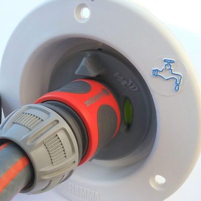 WATERTWIN Wohnmobil Wasser Tankadapter | Caravan Einfüllstutzen Zubehör | Wassertankdeckel mit doppelt Gardena Anschluss (Adapter für Tankdeckel 2-Pin D:65 FIAMMA)