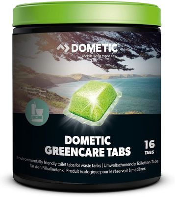 Dometic Green-Care Tabs fürs Camping-WC: Hochwirksamer Sanitär-Reiniger für ihre Chemie-Toilette. Zersetzt Fäkalien und verhindert unangenehme Gerüche. Die umwelt-schonende Alternative zu Sanitär-Flüssigkeit 