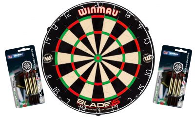 Dartscheibe Winmau Set, Klinge 5 + 2 Set Steeldarts Breitseite