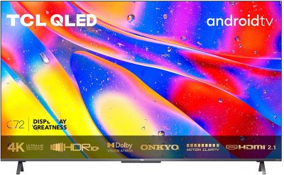 TCL 50C721 QLED Fernseher 50 Zoll Smart TV (4K UHD, Quantom Dot, 100% Farbvolumen, Android 11, Dolby Vision Atmos, MEMC, ONKYO, Google Duo, Google Assistant & Alexa, HDMI 2.1) [2021] [Energieklasse G]