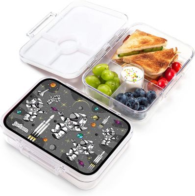 JARLSON® Brotdose für Kinder mit 4 Fächern - TÜV geprüft - Lunchbox aus Tritan - Bento Box auslaufsicher – Jausenbox für Kindergarten und Schule - Mädchen und Jungen - 850ml (Astronaut)