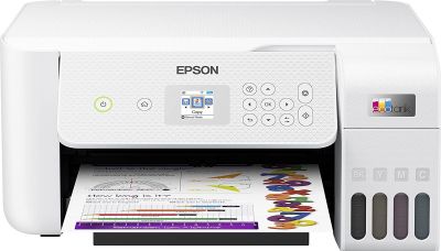Epson EcoTank ET-2826 nachfüllbares 3-in-1 Tintenstrahl Multifunktionsgerät (Kopierer, Scanner, Drucker, DIN A4, WiFi, USB 2.0), großer Tintentank, hohe Reichweite, niedrige Seitenkosten, weiß 