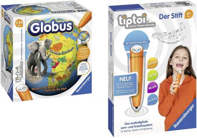 Ravensburger 00787 - Tiptoi Interaktiver Globus 17, Spiel & Tiptoi 00801 Der Stift