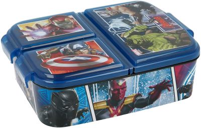 Stor Avengers | Brotdose mit 3 Fächern für Kinder - Kinder-Lunchbox - Snackbox - Dekorierte Lunchbox
