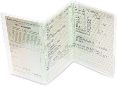 Frentree Fahrzeugschein Hülle für KFZ Schein, Made in Germany, 3-teilige transparente Schutzhülle, kristallklar und passgenau, dokumentenechte Ausweishülle