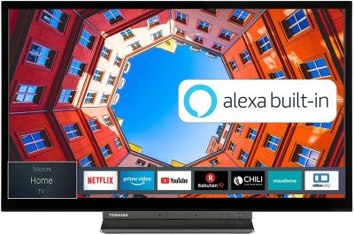 Toshiba 24WK3C63DA 24 Zoll Fernseher (HD ready, Smart TV, Prime Video / Netflix, Alexa Built-In, Bluetooth, WLAN, Triple Tuner), schwarz [Energieklasse F]