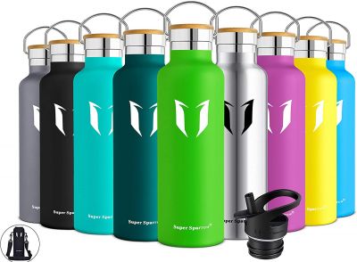 Super Sparrow Stainless Steel Drinking Bottle - 350 ml, 500 ml, 620 ml, 750 ml, 1 Litre - Leak-proof Thermos Flask, BPA-Free Water Bottle - Carbonated Thermos Flask for Children, Sports, University, School, Fitness, Outdoors