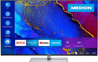 MEDION X14360 108 cm (43 Zoll) UHD Fernseher (Smart-TV, 4K Ultra HD, Dolby Vision HDR, MEMC, Micro Dimming, Netflix, Prime Video, WLAN, Triple Tuner, DTS, PVR, Bluetooth) [Energieklasse G]