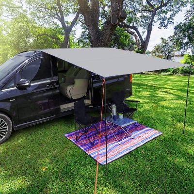 PHATRIP Vorzelt Wohnwagen Sonnensegel Auto Markise Wasserdicht Outdoor Tarp mit UV-Schutz für Camping, Wohnmobil Campingbus 250 x 250 cm Grau