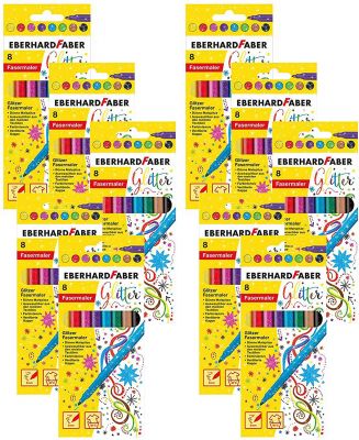 Eberhard Faber 551008 - Glitzer Fasermaler im Kartonetui (10 Packungen, Glitzer 8er Etui)